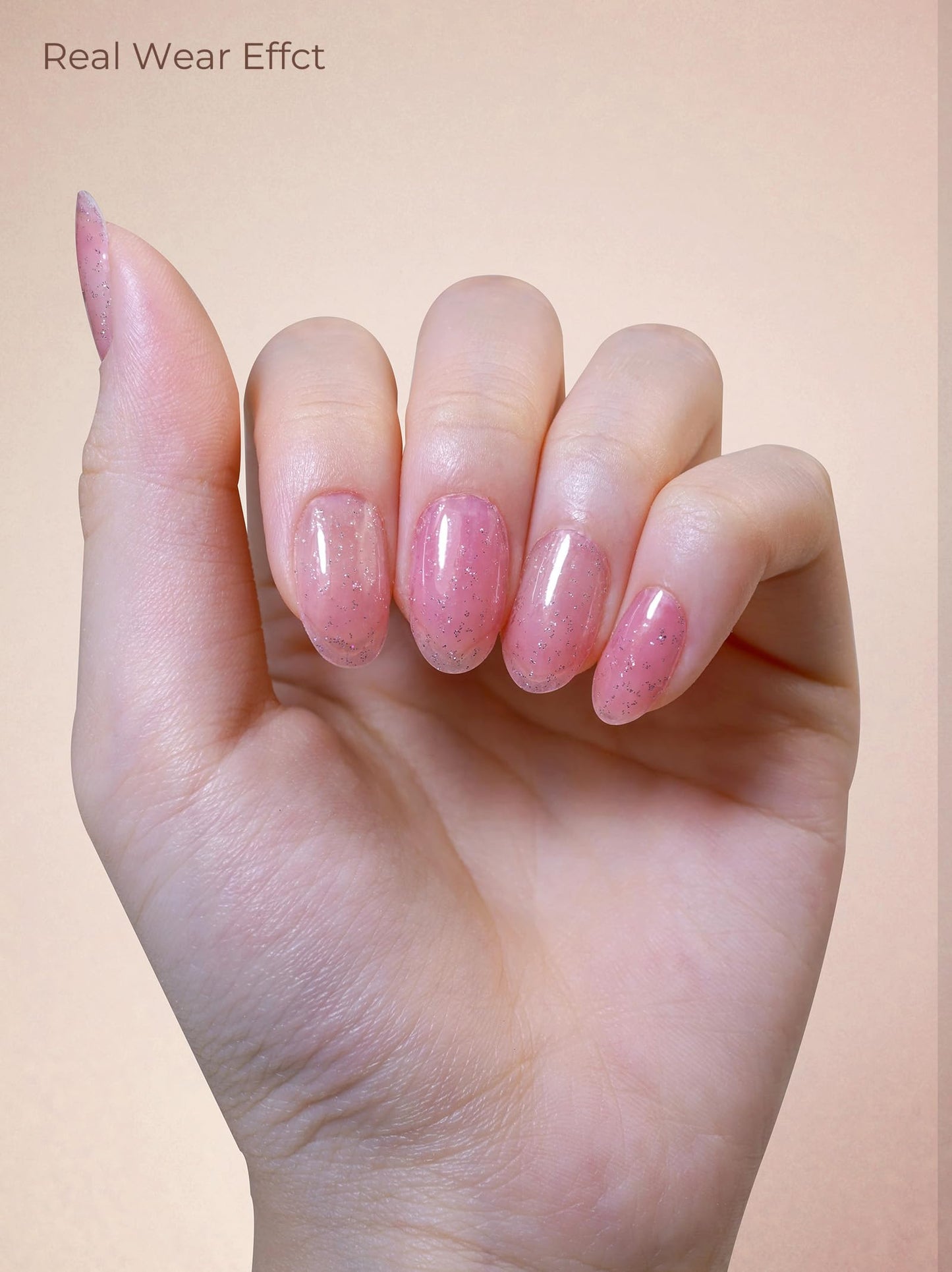 Beaolata Real Gel Nail Strips (No UV Light Needed) - 44Pcs Salon Quality Nail Stickers - Long Lasting Polish Wraps for Women, Easy Apply & Remove (PinkMuse)