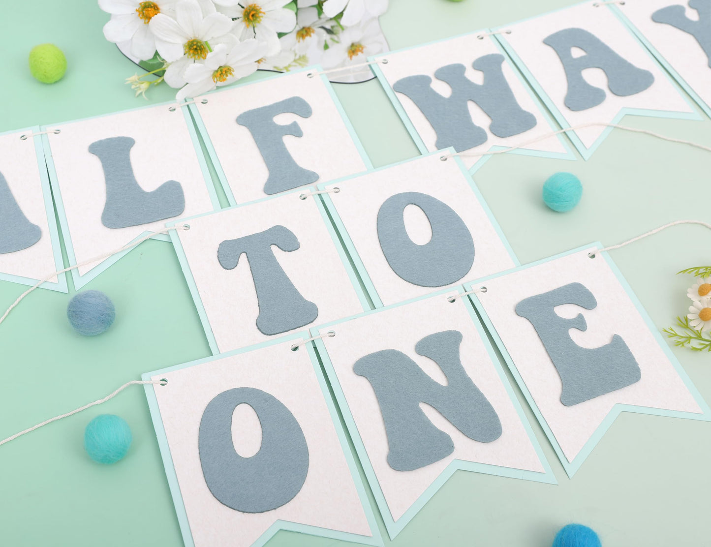 Half Way To One Banner- Neutral 6 Months Birthday Backdrop, Baby Half Cake Smash Photo Props, Birthday Party Decorations