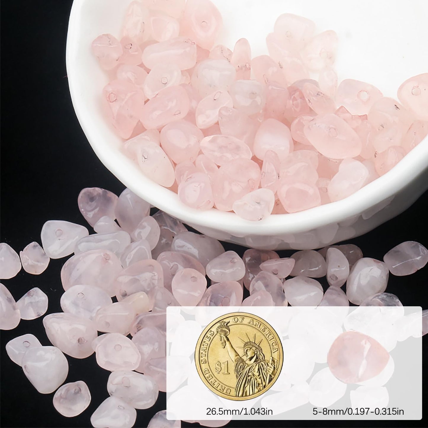 NITOPUPU 30in Rose Quartz Natural Chip Stone Beads 5-8mm About 230pcs, Irregular Drilled Light Pink Bead for Bracelets Jewelry Making Supplies for Adults, DIY Crafts.