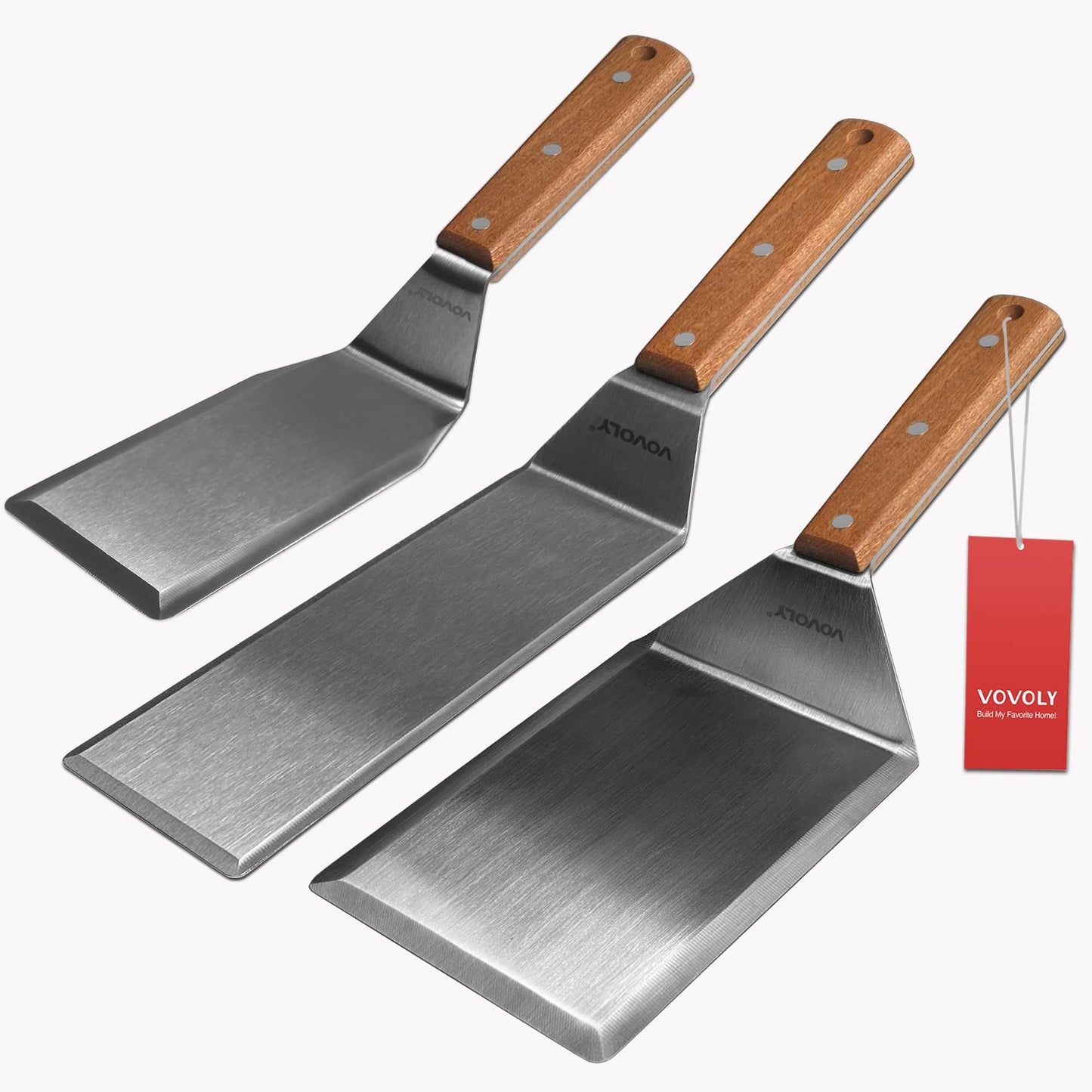 Metal Griddle Spatula Set and Bench Cutter & Chopper Bundle, Stainless Steel Utensils for Kitchen,