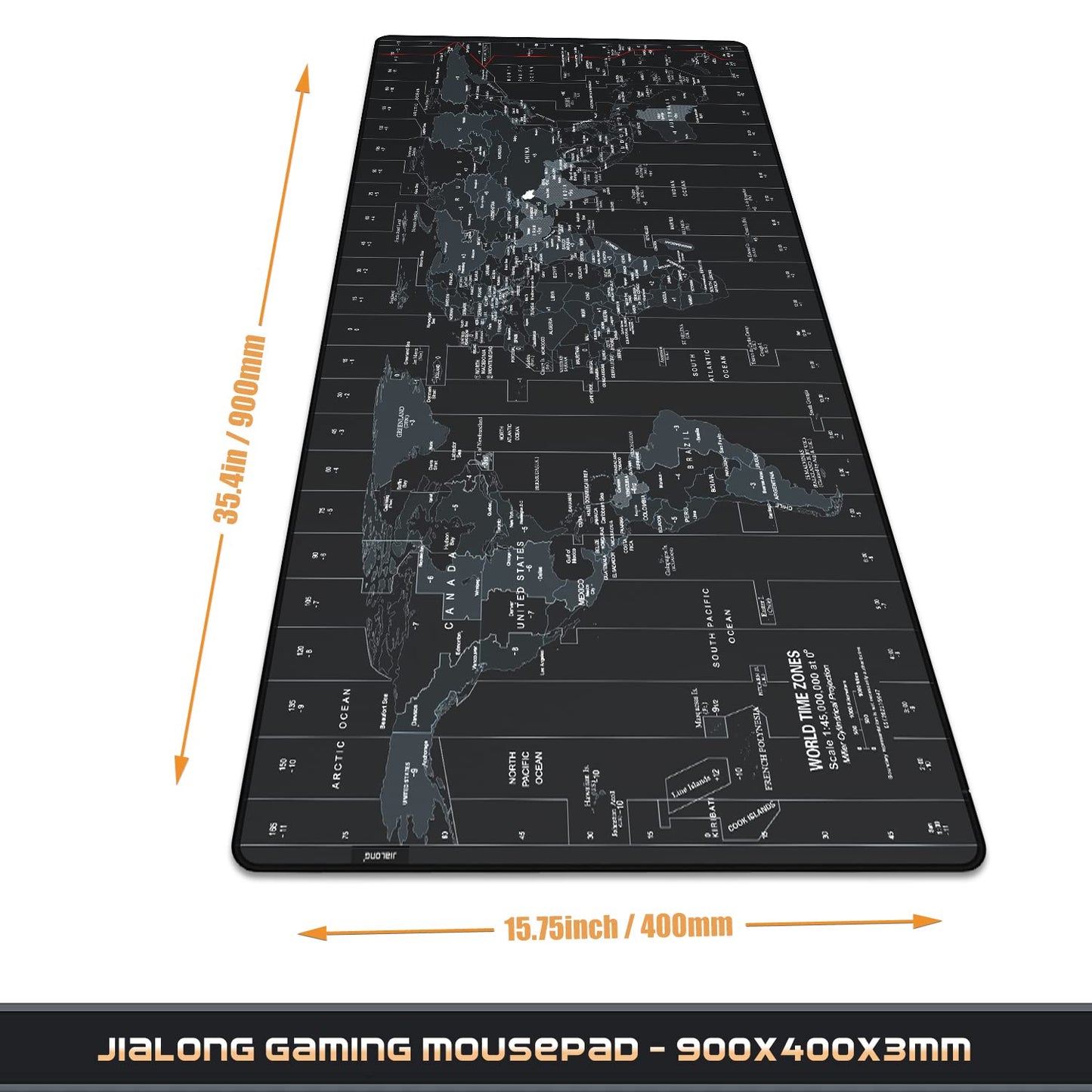 JIALONG Large Gaming Mouse Pad Extended Desk Mat XXL Mousepad with Non-Slip Keyboard Pad for Office Laptop, Computer and PC - 35.4 x 15.7 inches World Map
