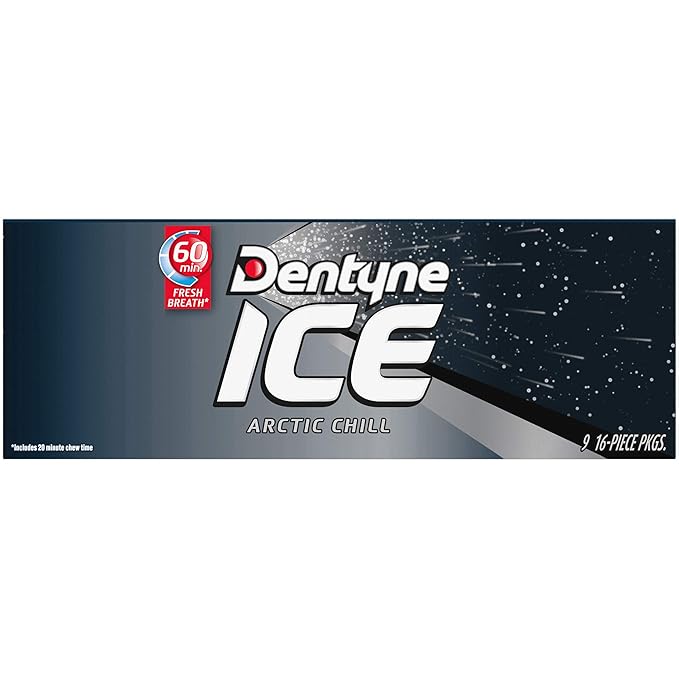 Dentyne Ice Arctic Chill Sugar-Free Chewing Gum, 9 Packs of 16 Pieces (144 Total Pieces)