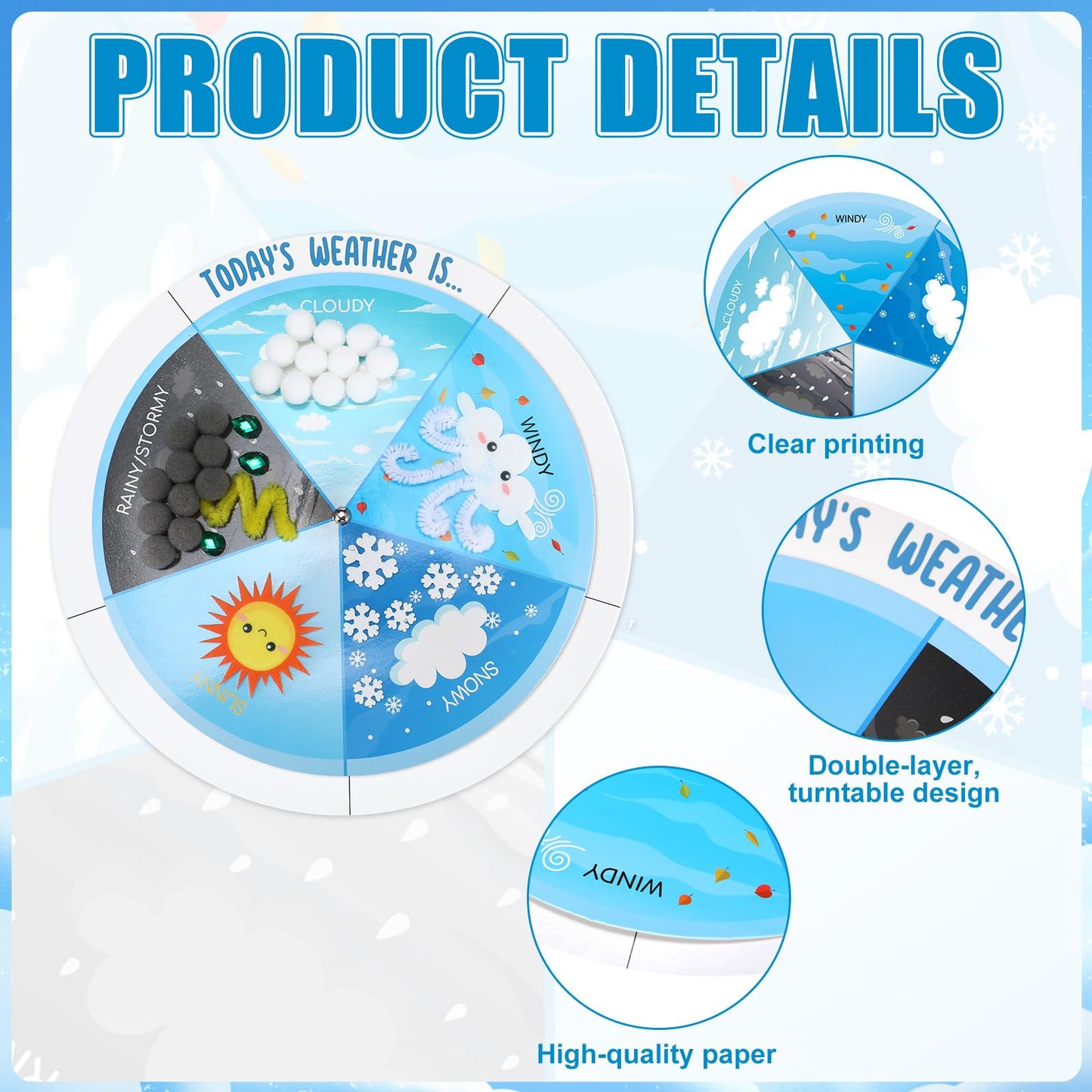RoundFunny 24 Set Weather Wheels DIY Weather Wheels Chart Crafts for Kids Preschool Learning Toys for Educational and Learning Activities (Not Included Glue)