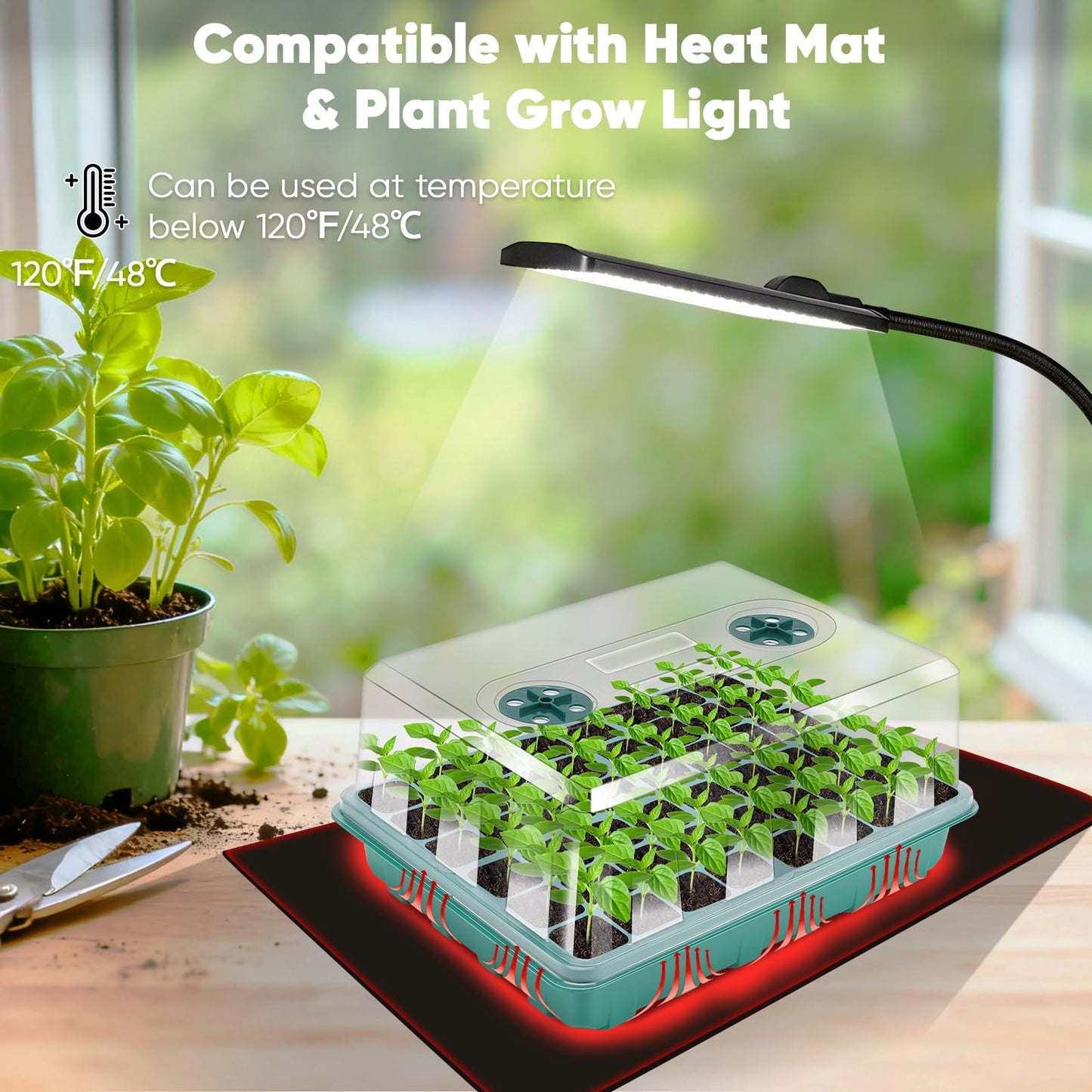Eglotes 192 Cell Seed Starter Tray, Seed Starter Kit with Adjustable Humidity Dome, Seed Starting Trays Plant Starter Kit for Seeds Growing Starting, Indoor Gardening, Greenhouse