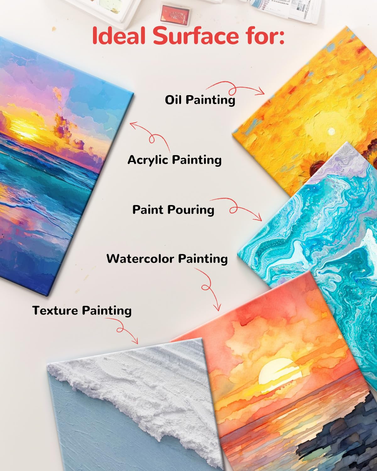 BAKEYBA Canvas Boards 60 Pack, 9x12 Inch Painting Canvas Panels White Blank 100% Cotton Art Supplies for Acrylics Oil Watercolor Tempera Paints