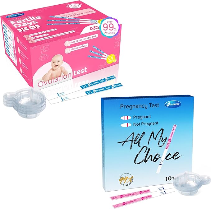 Ovulation Test Strips 40 Count & Pregnancy Tests 10 Count, HEAL-CHECK Fertility Combo Kit for Women TTC, Over 99% Accuracy, Easy to Use at Home, Individually Wrapped, FSA HSA | 40LH+10HCG+50 Urine Cup