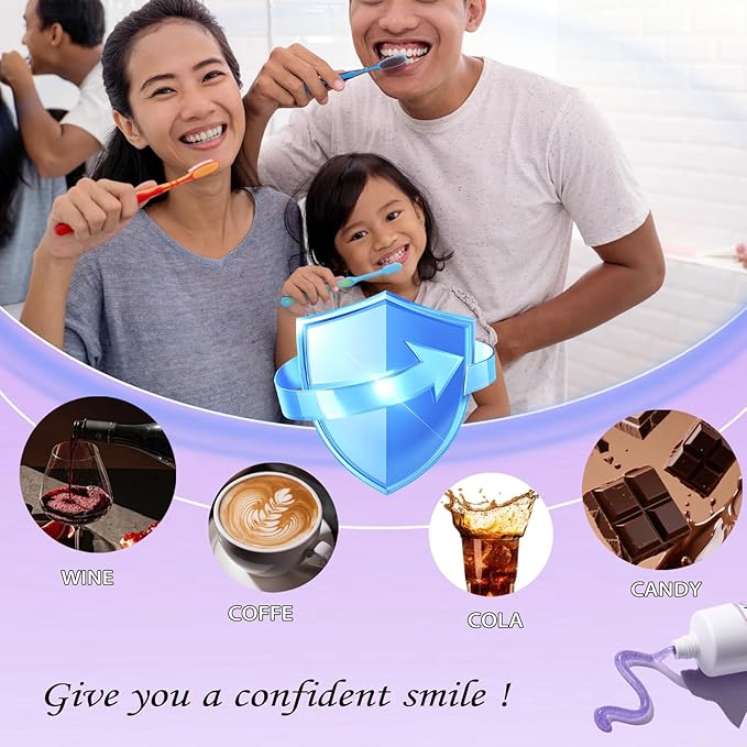 VIELLA POP Antimicrobial Peptide Whitening Toothpaste - Purple Toothpaste for Teeth Whitening | Color Correcting | Brightens Yellow | Enamel Protection | Passion Fruit & Mint Flavor(1pcs)