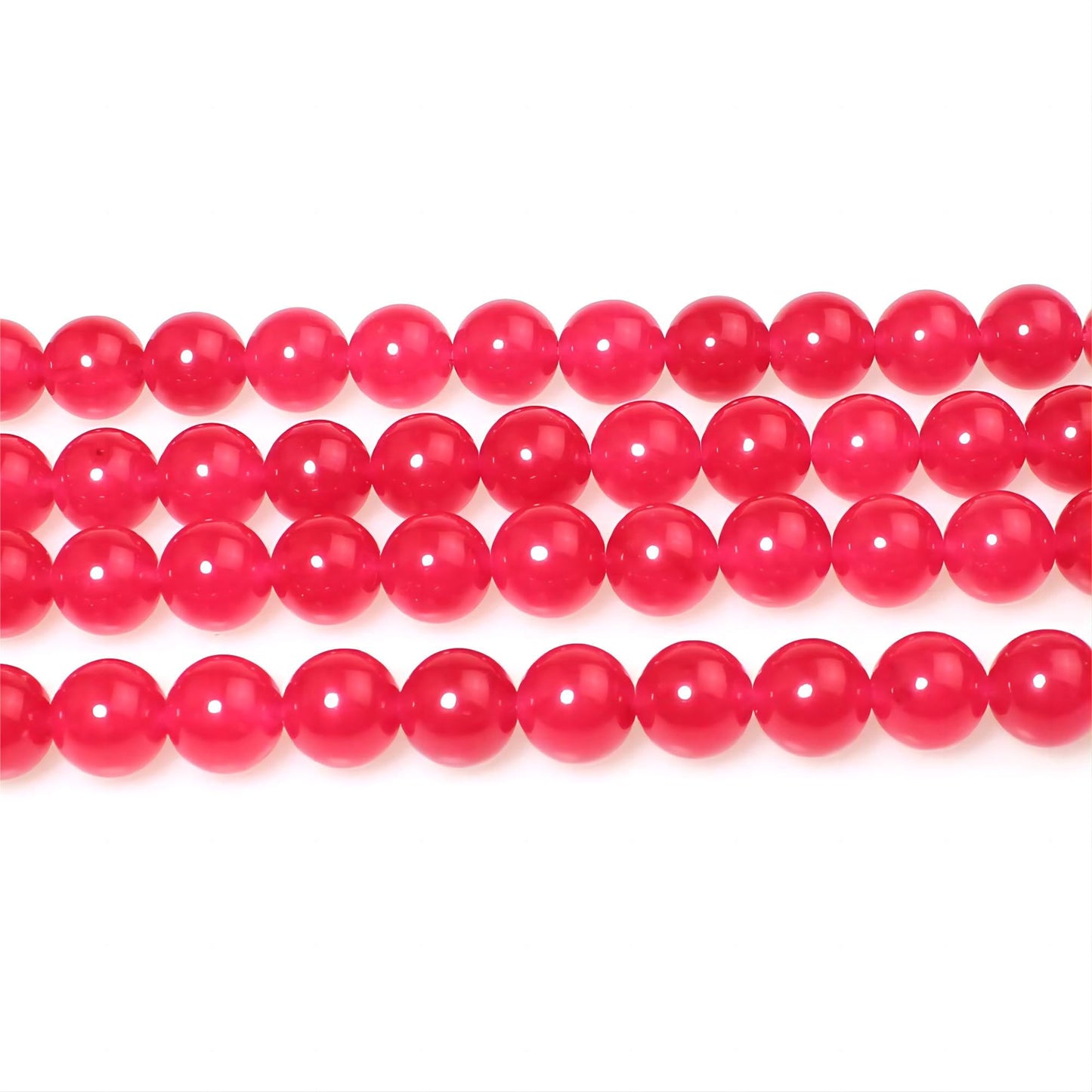 MJDCB Stone Beads 8mm 43pcs Round Light Rose Red Jade Loose Gemstone Bead Charms for Jewelry Making Bracelet Necklace Earring Pendant