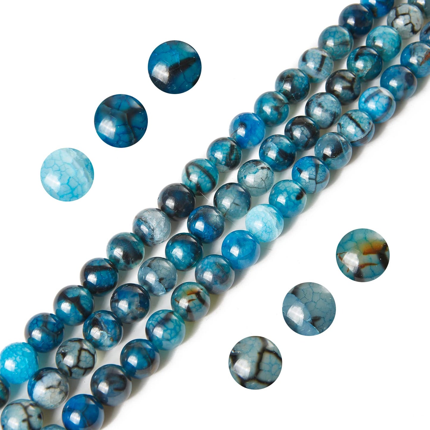 100pcs 6mm Blue Dragon Vein Agate Beads Natural Gemstone Beads Round Loose Beads for Jewelry Making