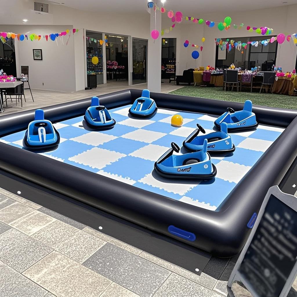 CZGBRO Inflatable Bumper Car Racing Track - Mini Inflatable Race Track with Pump Go Kart Race Pipe Without Bottom(Black, 10 * 10FT)