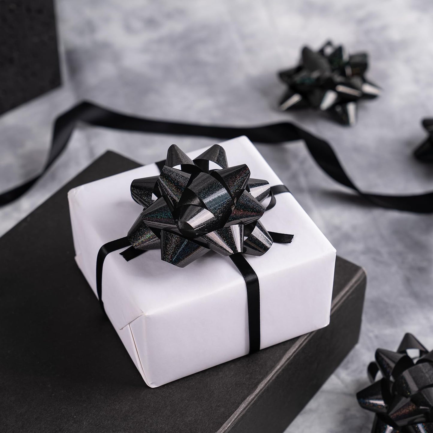 WRAPAHOLIC Black Gift Bow Assortment (24 Bows) for Birthday, Wedding, Christmas, Baby Shower, Bridal Showers