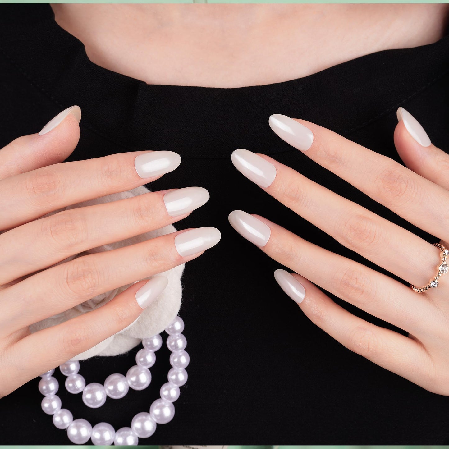 DANNI & TONI Semi Cured Gel Nail Strips Pearl White (Pearl Velocity) Mirror Gel Nail Wraps 28 Stickers