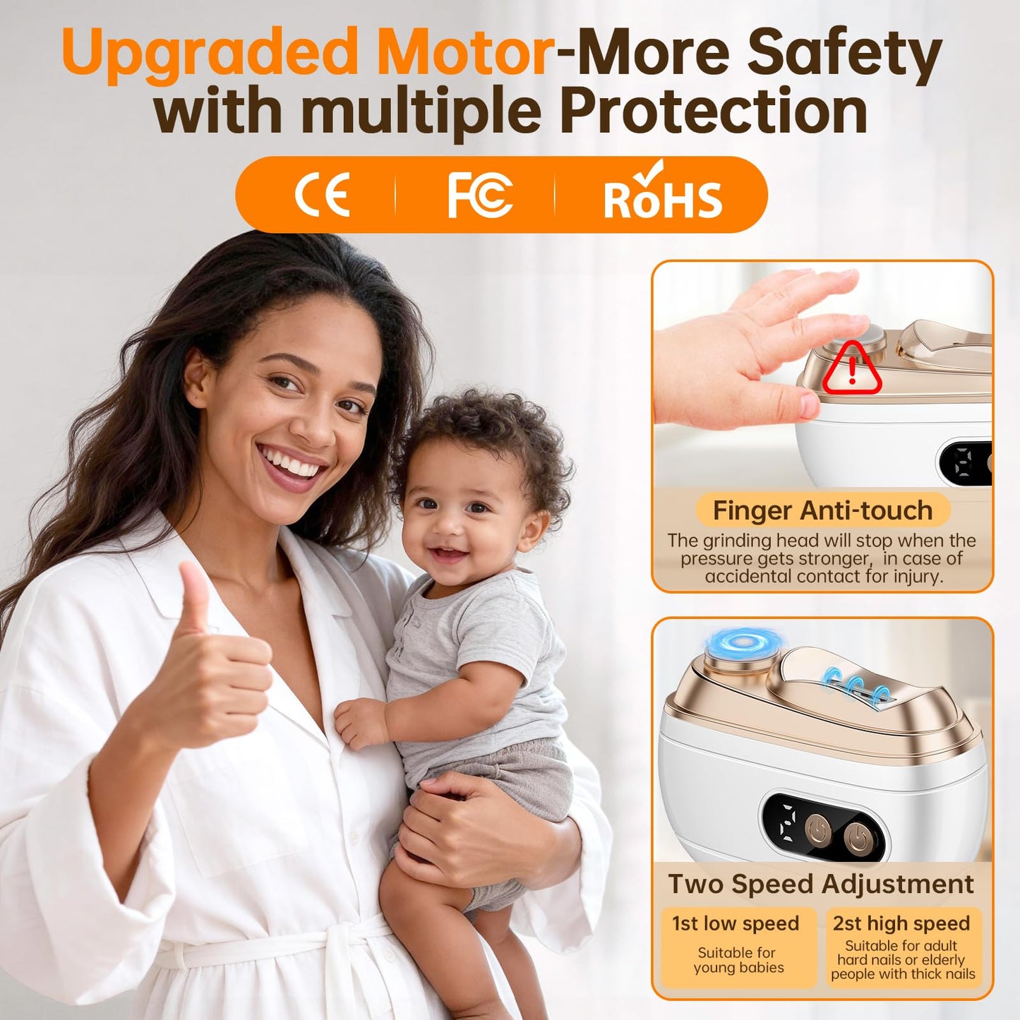 Electric Nail Clipper 2026 Upgraded 3 in 1 Rechargeable Automatic Nail Trimmer with LED Light & Clip Storage - USB Rechargeable for Baby, Kids,Seniors, Adults