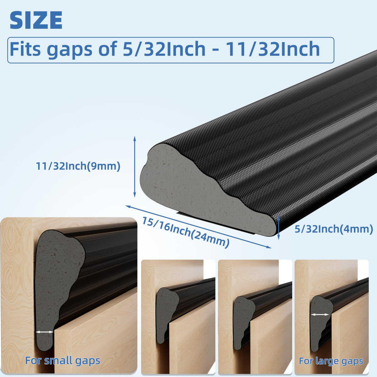 Wedge Shape Window Weather Stripping Door Frame Seal 196” Black (16.3333 Foot)