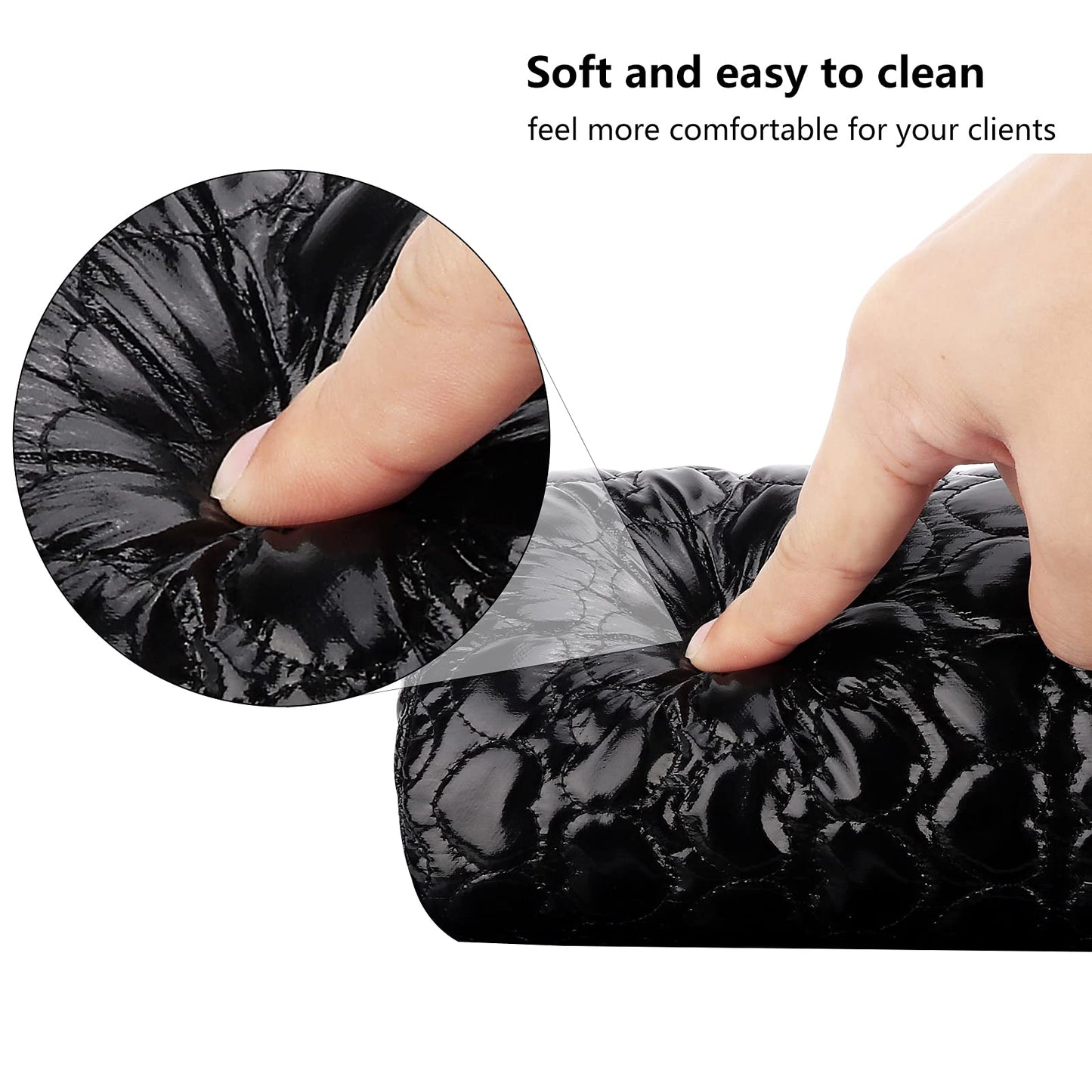 Nail Pillow Hand Rest for Nails, Washable PU Leather Nail Armrest Detachable Manicure Hand Pillow Cushion Nail Art Accessories Tool for Nails Tech (Black)