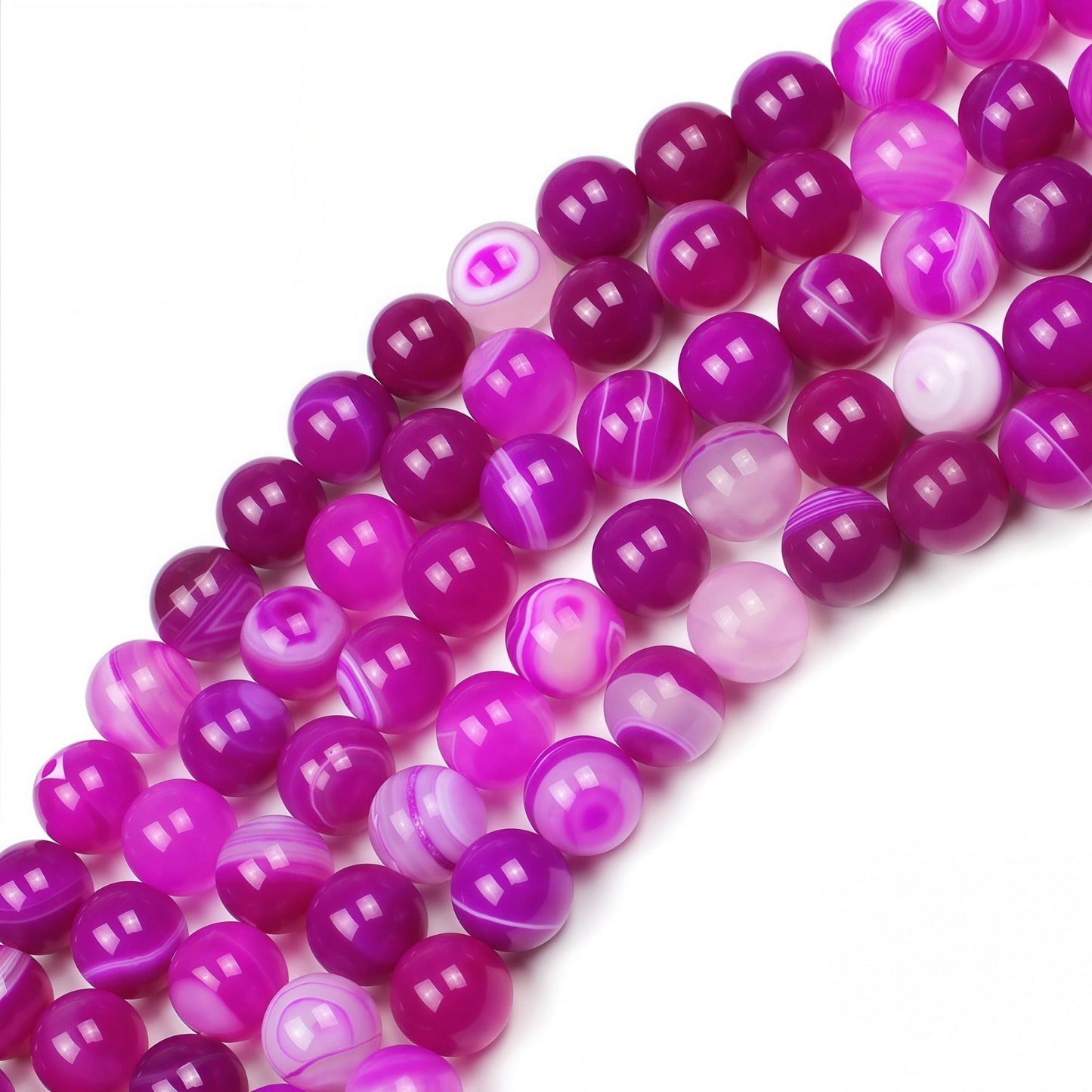 MJDCB Natural Stone Beads Rose Red Stripe Agate Round Loose Beads for Jewelry Making DIY Bracelet Necklace (6mm)