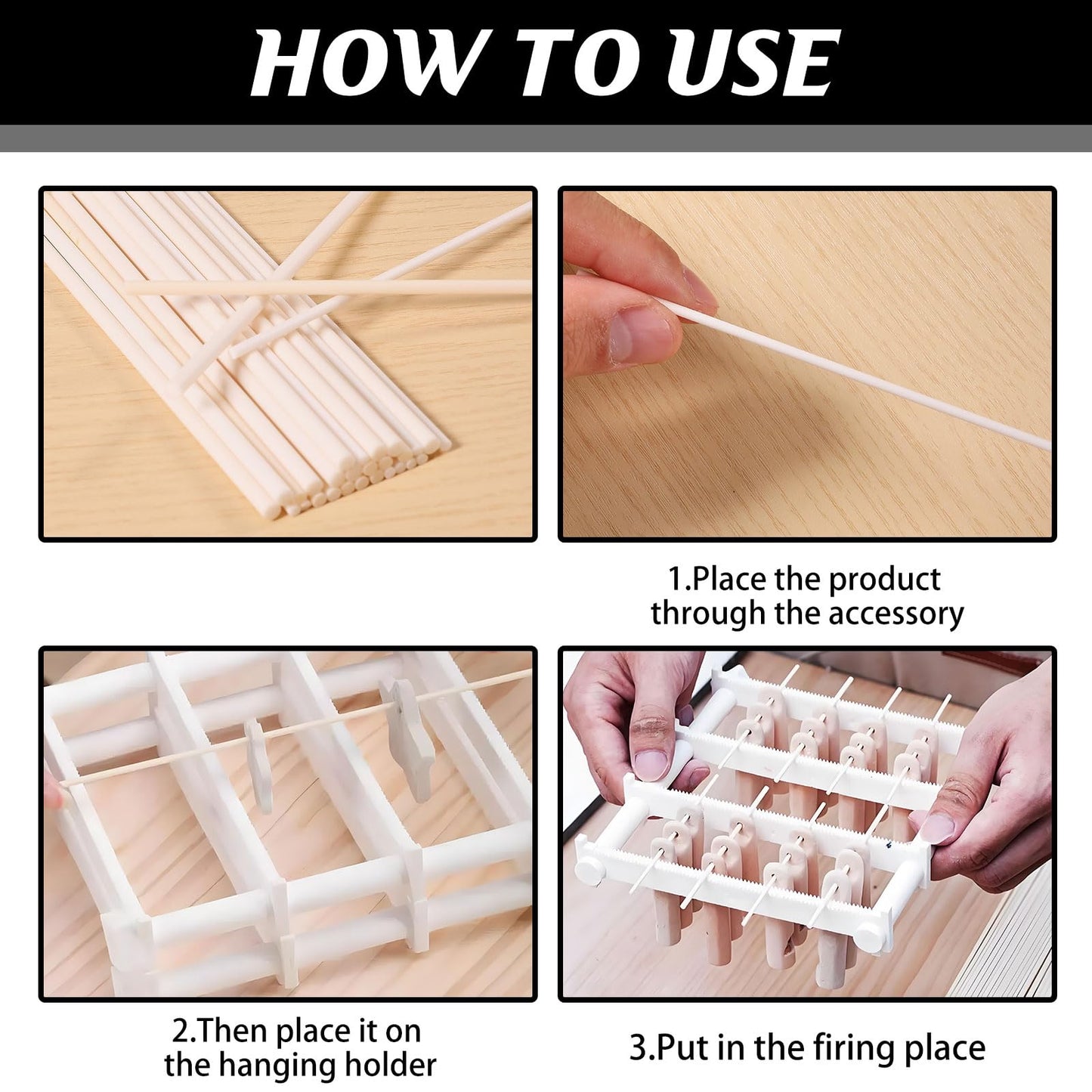 beinkmake 15Pcs 2mm 2.5mm 3mm Reusable Hanging Burning Rods 3.94in Porcelain Bead Jewelry Pendant Burn Sticks Ceramic Rods Kiln Hanging Burning Rod Fires Clay Pottery Tools for DIY Crafts
