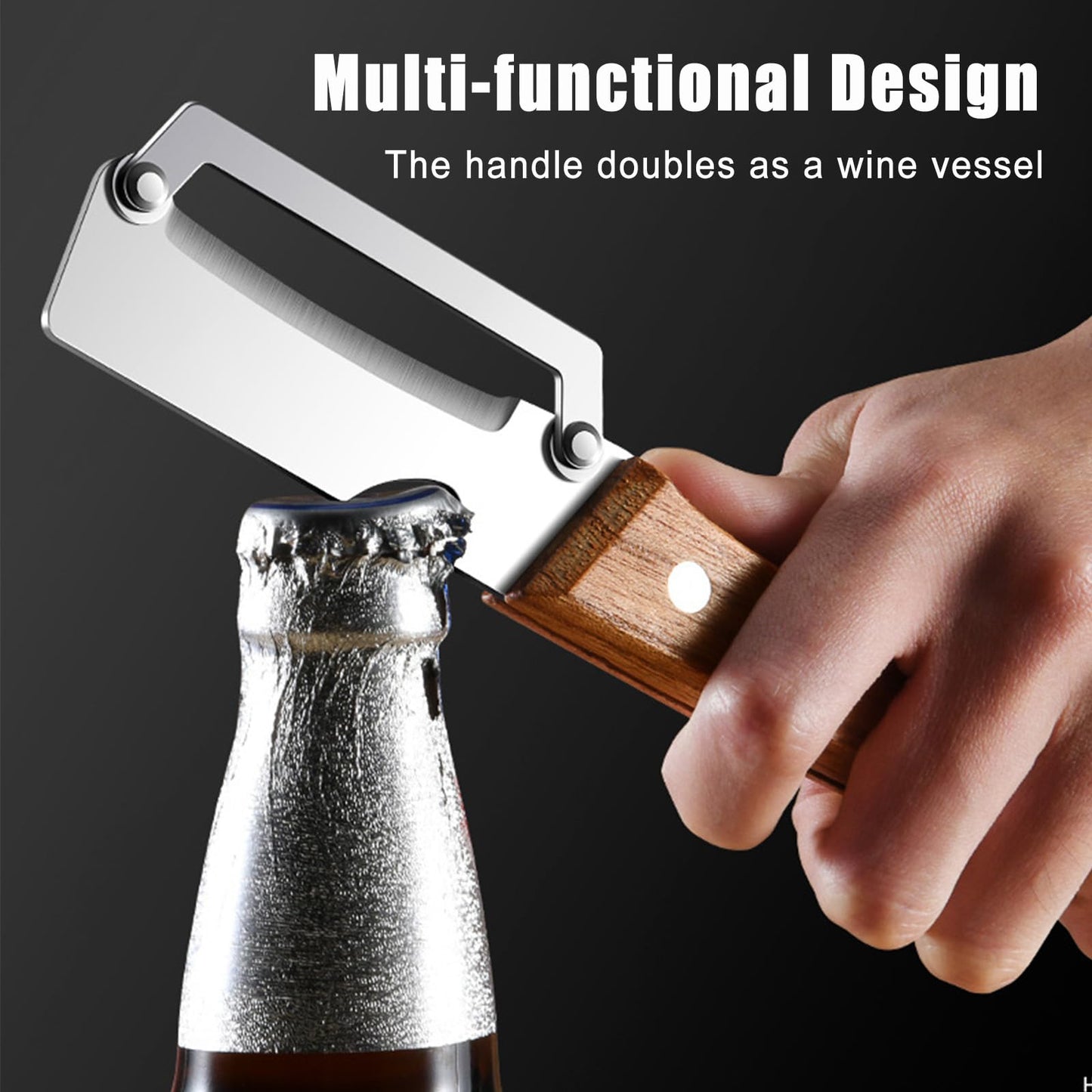 2PCS Multifunctional Vegetable Peeler for Kitchen, Multi-Functional Stainless Steel Fruit Peelers with Wooden Handle and Bottle Opener, Effortless Peeling for Apple, Potato, Pumpkin, Papaya