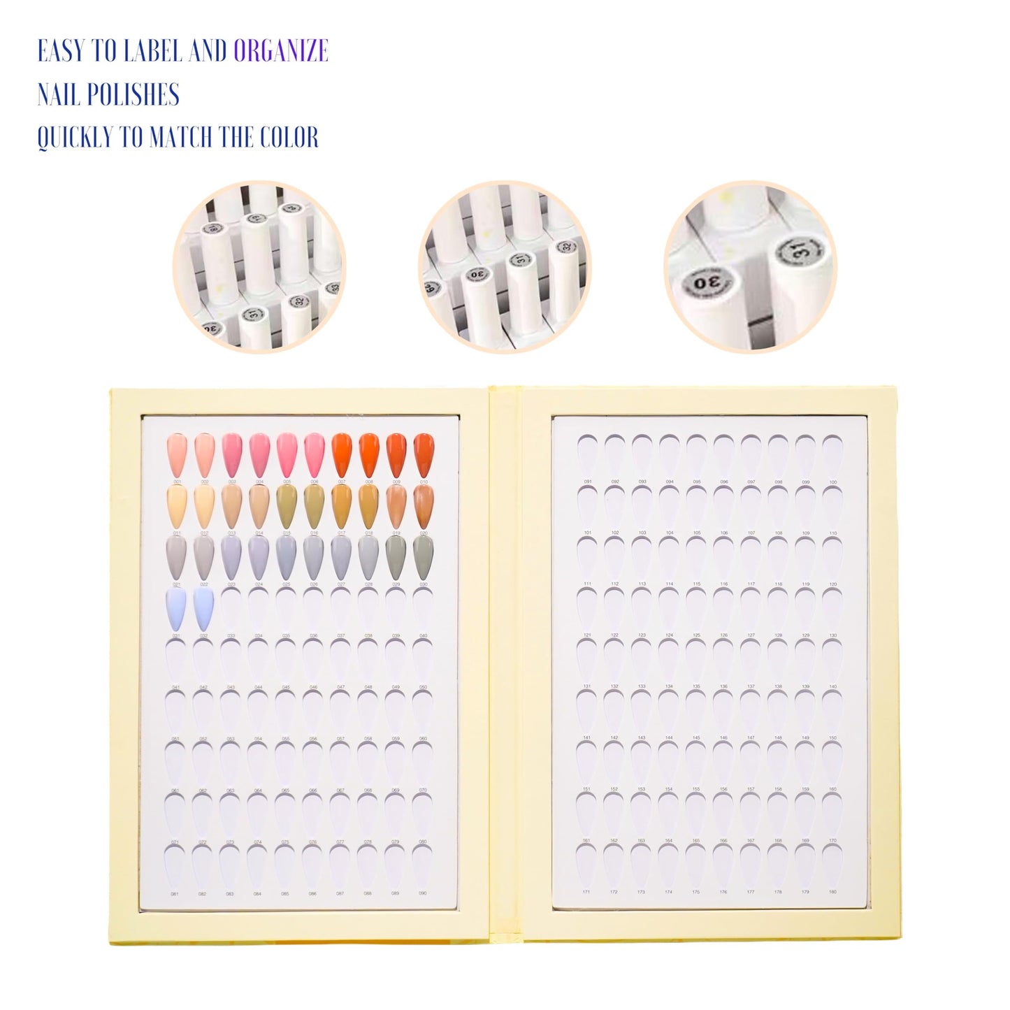 Acycoin2A 180 Nail Color Display Book Chart with 240 Nail Tips (B Style)