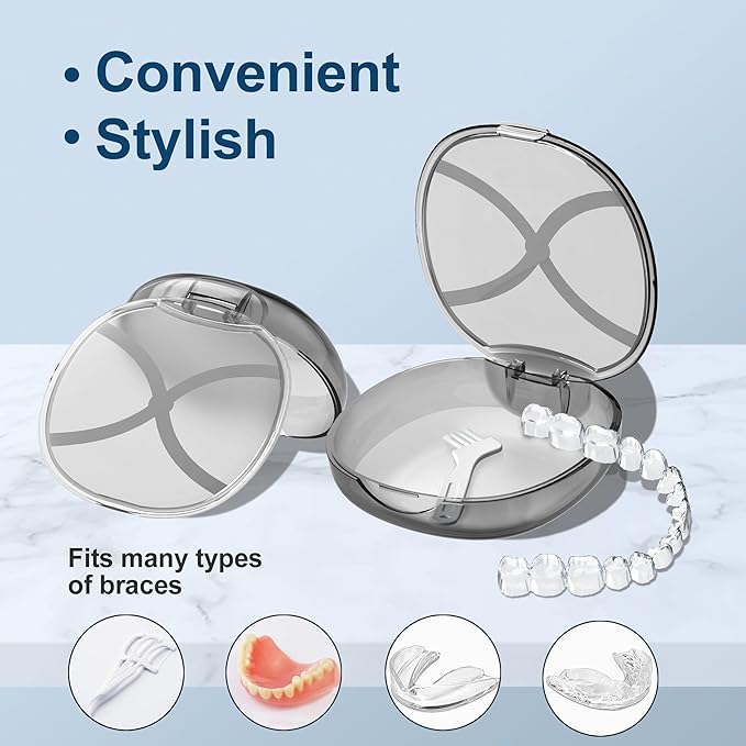 Retainer Case with Vent Holes, Mouth Guard Case Dental Storage Container (White)