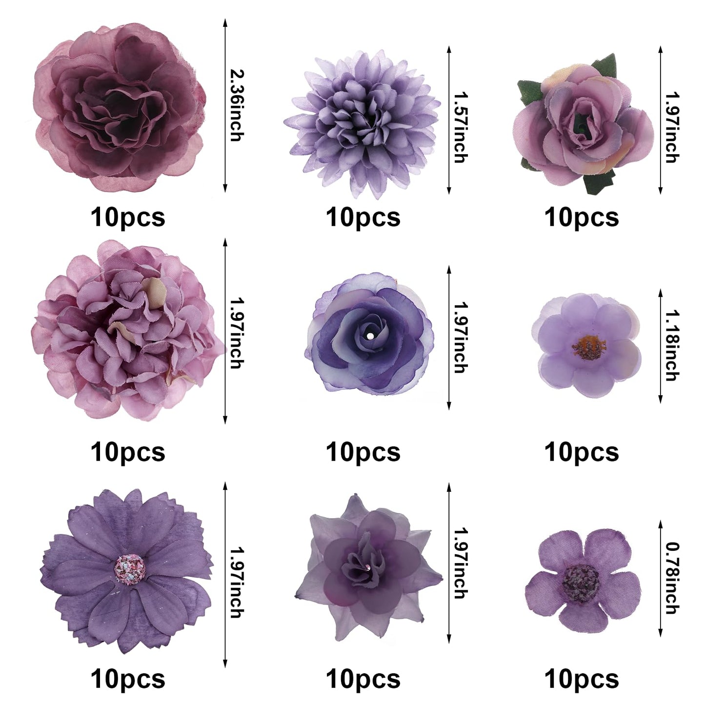 Faux Flowers Heads Small Decorative Flowers for Crafts Cake Wreath Garlands Wedding Table Home Decoration (54, purple)