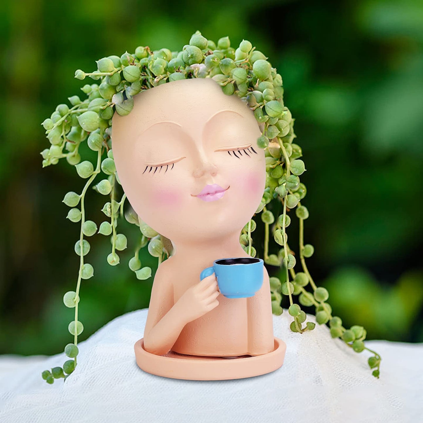 OFFKITSLY Face Shaped Planter Pots, Head Shaped Planter Succulent Pot, Unique Face Flower Pot Planter with Drainage for Indoor Outdoor Plant