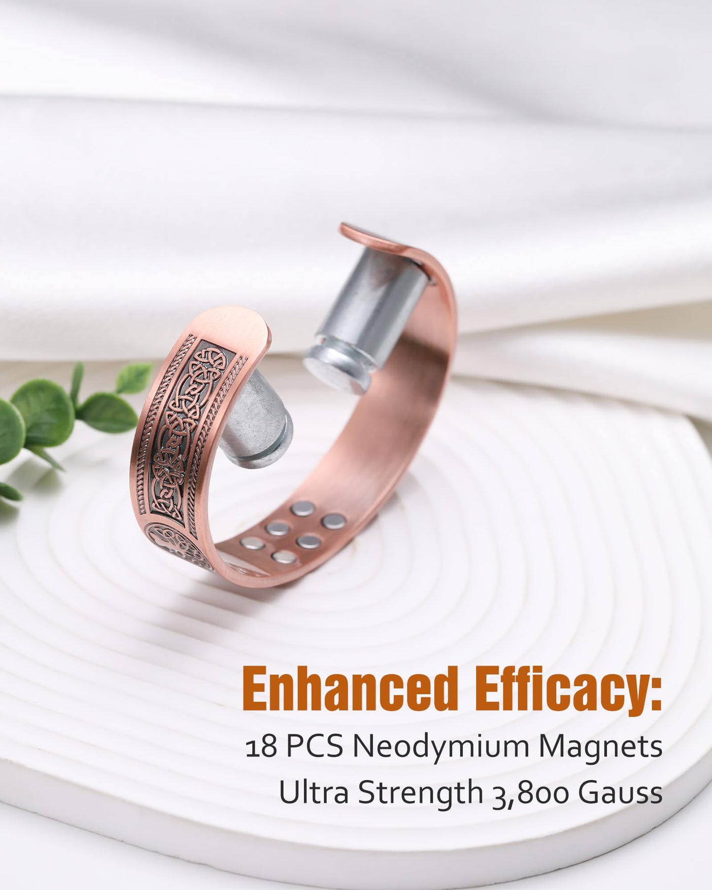 Jecanori Pure Copper Bracelets for Women Men, Magnetic Bracelets with Sizing Tool