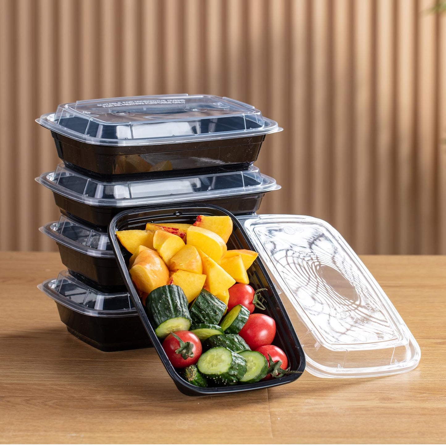 plaspapier Professional 32 oz Meal Prep Containers - 50 Pack (100 Pcs) with Lids, Leakproof, Microwave/Freezer/Dishwasher Safe - Bulk Hexagon Food Storage