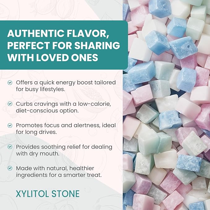 Xylitol Stone Sugar Free Candy - Vegan & Keto Friendly Unique Hard Candy - 100% Natural Flavor Candies - Gluten Free & Non-GMO Breath Freshener Mints - Pack of 3 (Original, Coffee, Wakeful Delight)