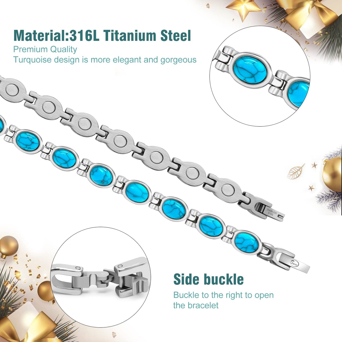 JEROOT Ultra Strength Magnetic Bracelet for Women | 3500-6000 Gauss Neodymium Magnets | Magnetic Therapy Jewelry with Adjustable Tool & Gift Packaging