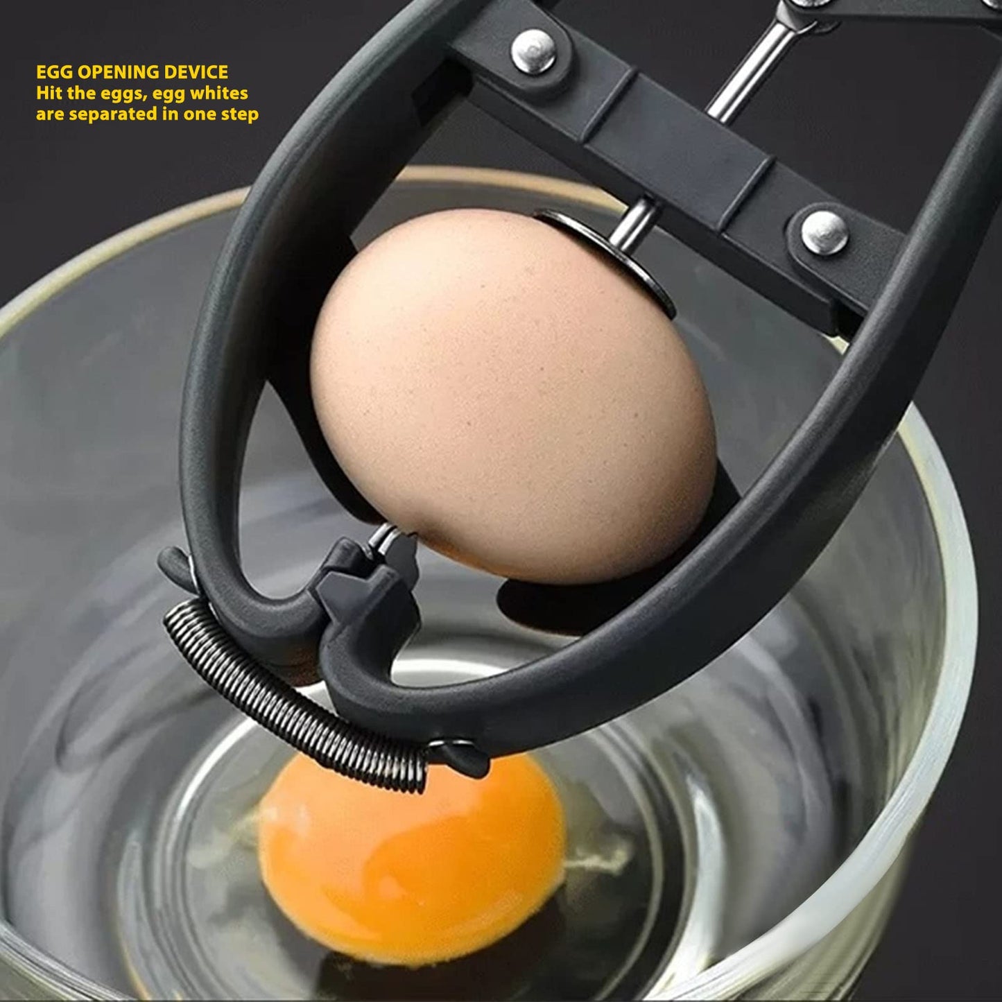 FLEXMAN Egg Cracker, Handheld Automatic Quick Open Stainless Steel Egg Separator with Spring Design for Kitchen Tool
