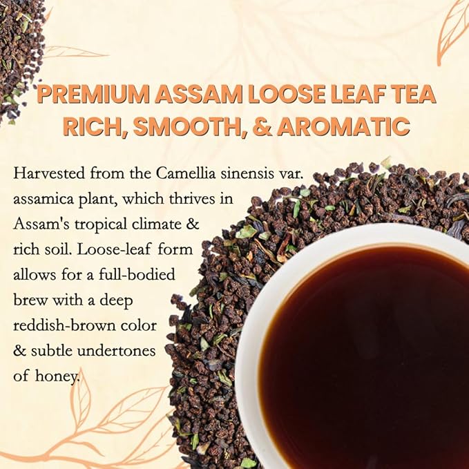 Darsam Assam Black Tea 8.8oz (250g) Whole Leaf, Single-Origin, Unblended Loose Leaf, Bold & Aromatic Daily Brew, Airtight Jar for Freshness, Non-GMO, Gluten-Free