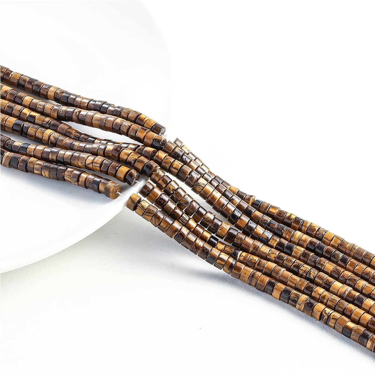 Natural Yellow Tiger Eye Stone Spacer Beads 6x3mm 38cm/str Flat Round Loose Semi Gemstone Caps for Making Bracelets Necklace