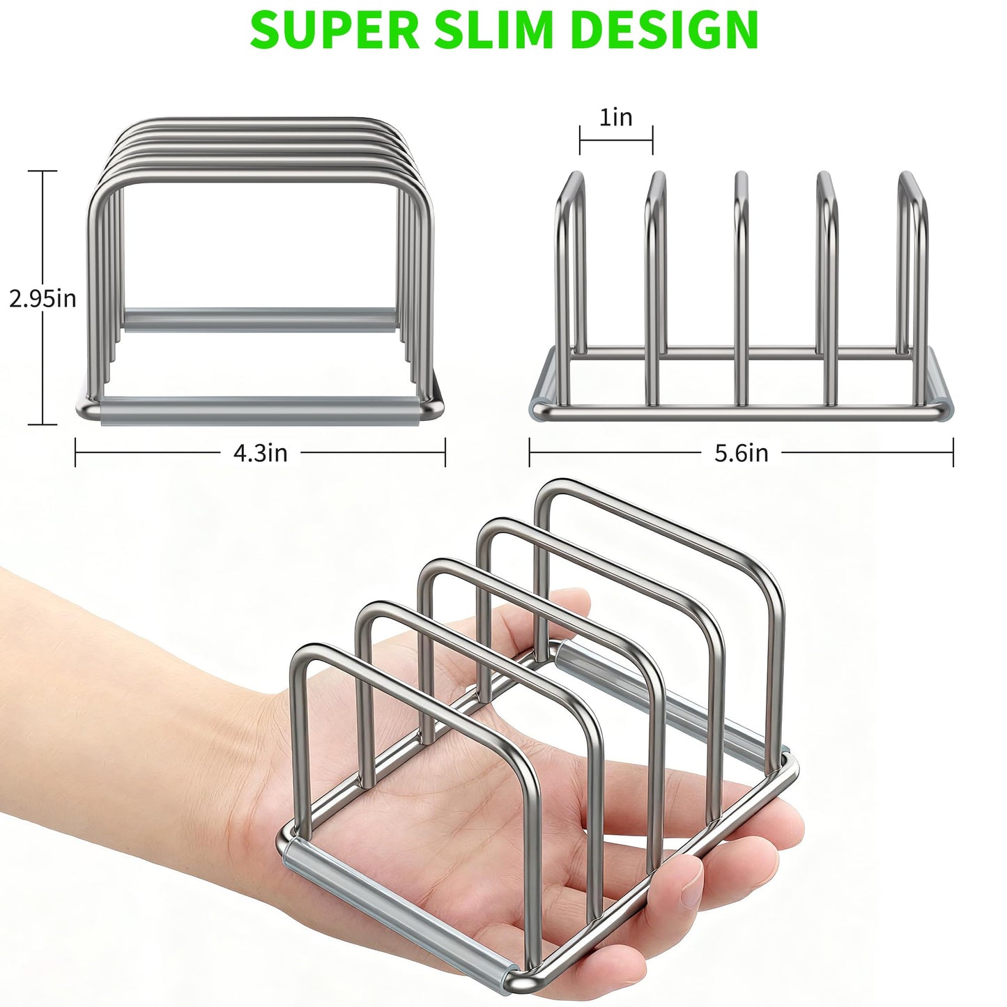 PLUVON Cutting Board Organizer-1.0in Wide Kitchen Cutting Board Holder Stand for Baking Sheets,Cookie Sheets with 4 Slots,304 Stainless Steel Baking Sheet Oragnizer(1.0 Inch Width Slots)