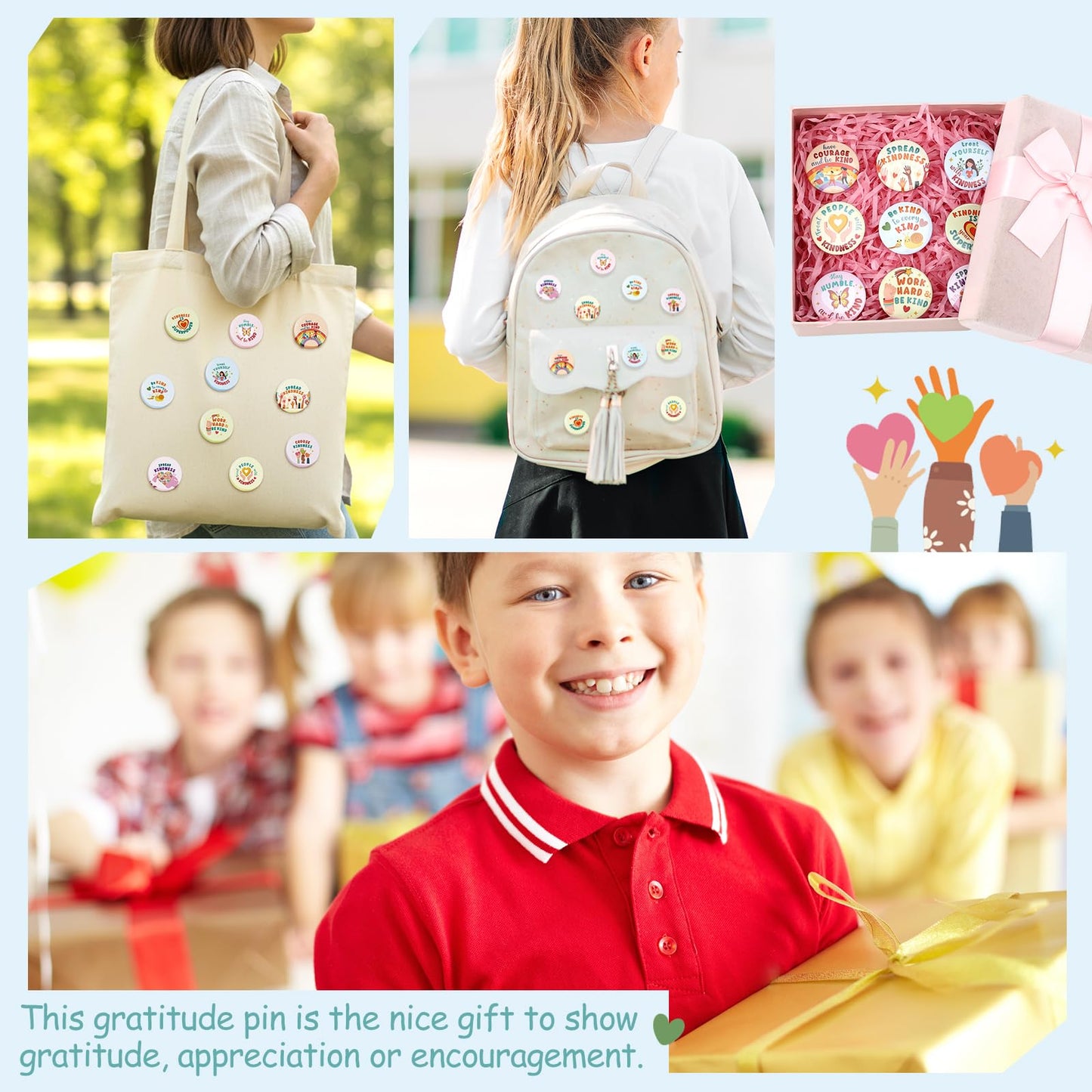 Glitinsel 100 Pcs Reading Awards/Be Kindness Pins Back to School Funny Reading Prizes Kindness Book Lover Round Buttons Pins Positive Incentive Reward Prizes for Students Classroom(Kindness)