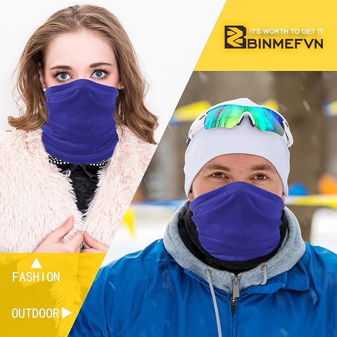 Polar Fleece Neck Warmer - Windproof Winter Neck Gaiter Cold Weather Face Mask For Men Women - 1 Pack