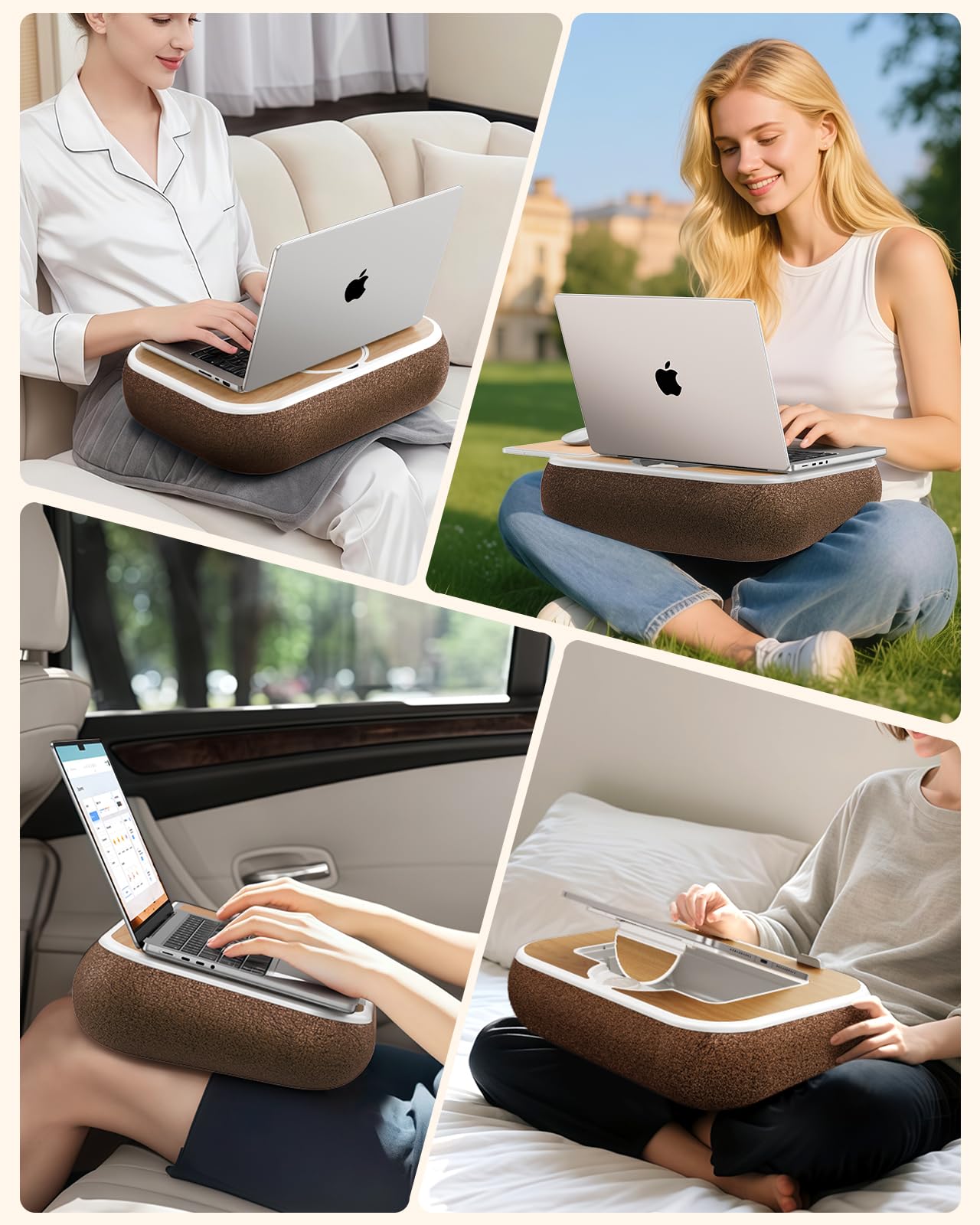 Nauttxon Lap Desk with Storage Cushion Washable - with Magnetic Mouse Pad, Scented Cotton Pads - Multi-Functional Lap Desk for Home Office Couch Bed -Fits Up to 15 Inch Laptop