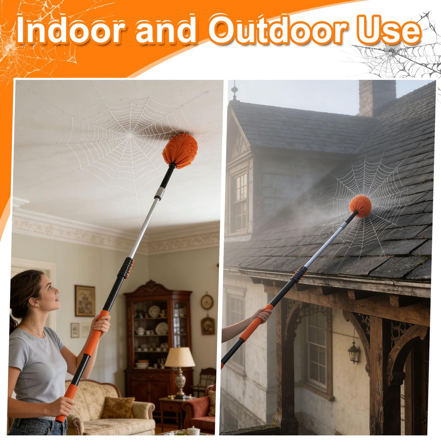 TONYINGO 26FT High Reach Duster Kit with 5-20FT Flip-Lock & Screw Dual Locking Extension Pole, Cobweb Duster, Washable Ceiling Fan Cleaner & Window Squeegee for Glass & High Roof