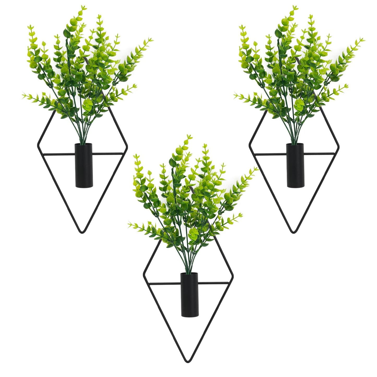 Neiteli 3 Pcs Wall Plants Artificial Decor,Boho Wall Decor,Home Office Living Room Wall Decor(Eucalyptus)