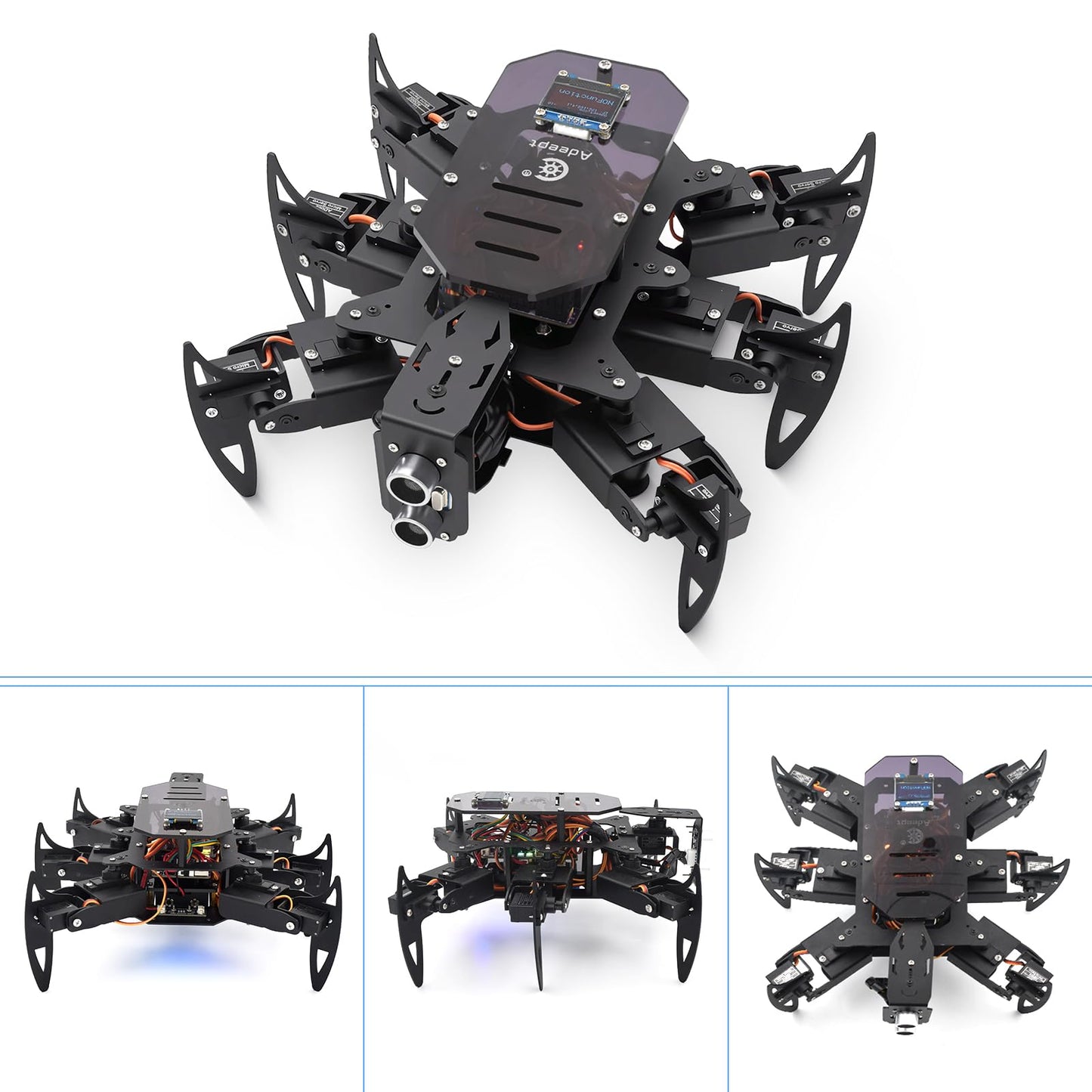 Adeept Ultimate Hexapod Spider Robot Kit, Metal Body, Arduino Programming, WiFi/IR Remote Control with OLED Display, Python/APP, STEM Educational Robotics Kit for Adults & Teens with PDF Manual