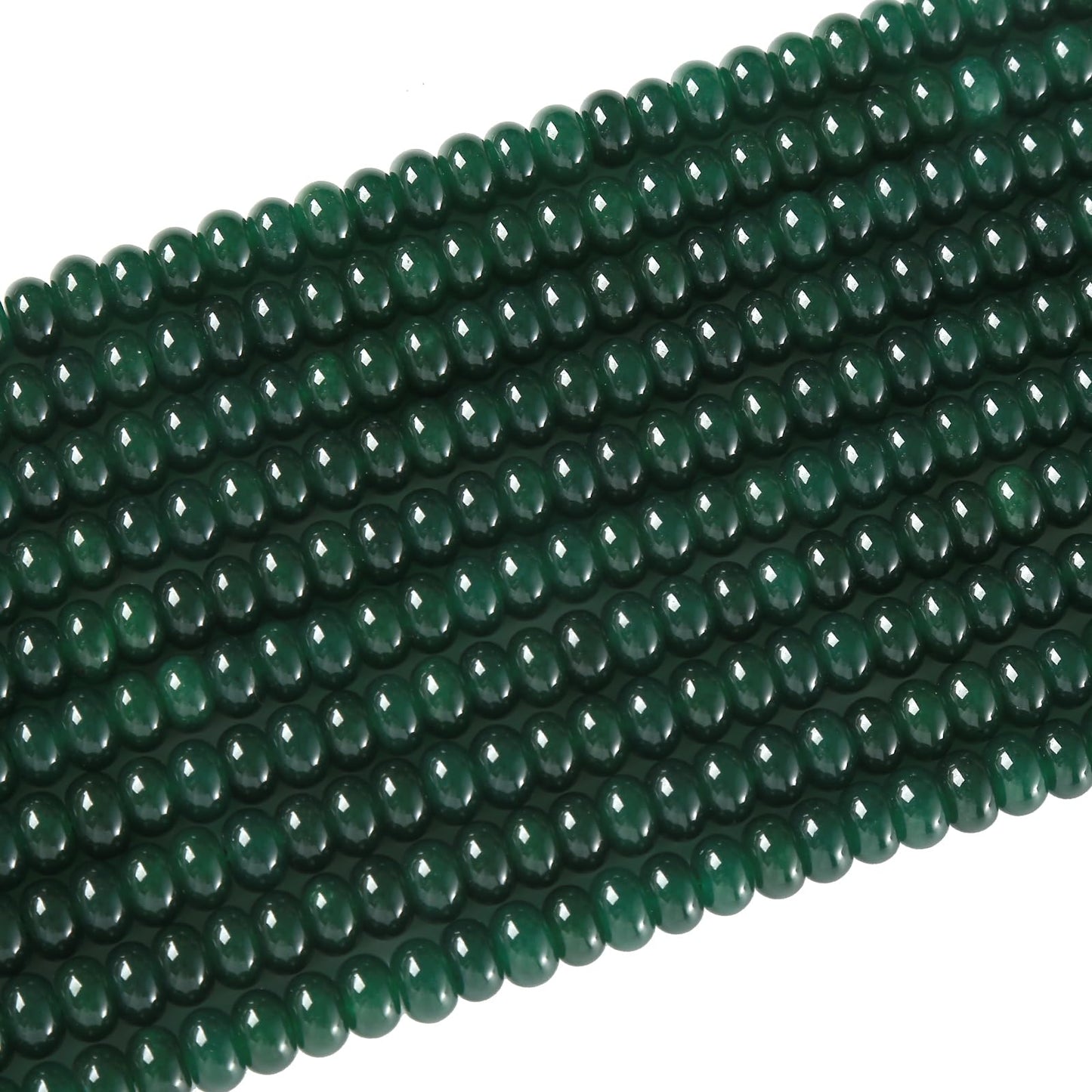 76pcs 5x8mm Natural Dark Green Jade Stone Rondelle Spacer Loose Beads Abacus Disk Stone Round Loose Gemstone Beads for Jewelry Making DIY Bracelet Necklace