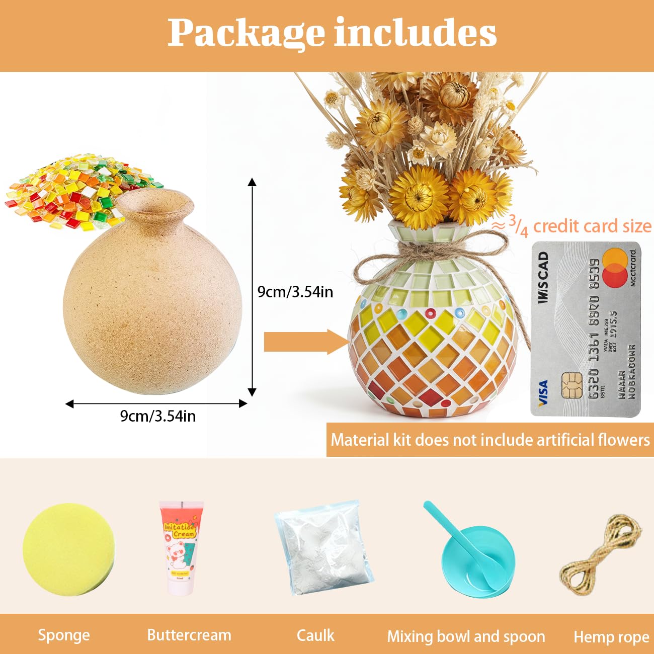 DIY Mosaic Vase Kit for Adults - Waterproof & Non-Slip Craft Set, Complete Mosaic Kits for Adults Women, Handmade Home Decor & Gift Idea