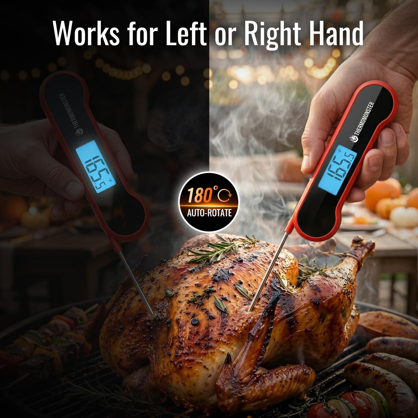0.5 Sec Instant Read Meat Thermometer Digital with ±0.5℉ Precision, Food Thermometer for Cooking Kitchen Gadgets, Oven Grill Candy BBQ Essentials Accessories, Gifts for Him Dad Men Birthday, Red