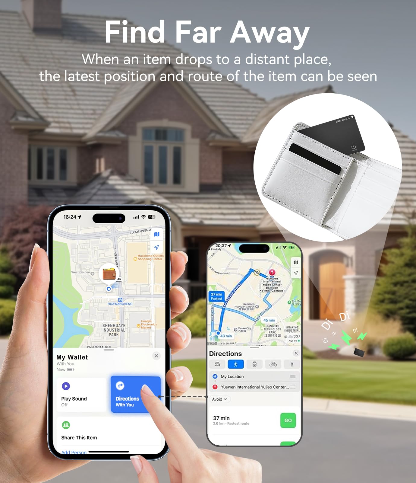 Ultrbeka Ultra-Thin Wallet Tracker Card, Rechargeable 0.094in IP68 Waterproof Bluetooth Tracker for Wallets, Passport, Work with Apple Find My, Card Locator [Apple MFi Certified] iOS Only