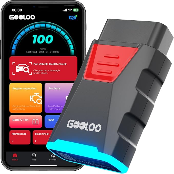 GOOLOO DEEPSCAN DS100 OBD2 Scanner Bluetooth，All System Diagnostic Tool Car Code Reader for iOS & Android, 6+ Reset Functions, Repair Guides, Check Engine, Wireless OBD-II Scan Tool on Vehicles 1996+