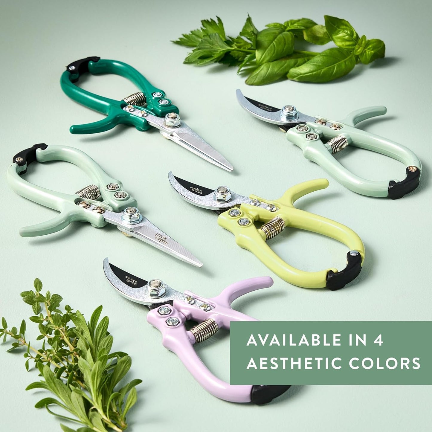 Modern Sprout Pruning Shears - Herb Snipping Scissors- Lightweight Gardening Tools W/Easy Lock - Flower Cutter Garden Shears - Carbon Steel Blade + Plastic-Free Reusable Holster (Multicolor 12 Pcs)