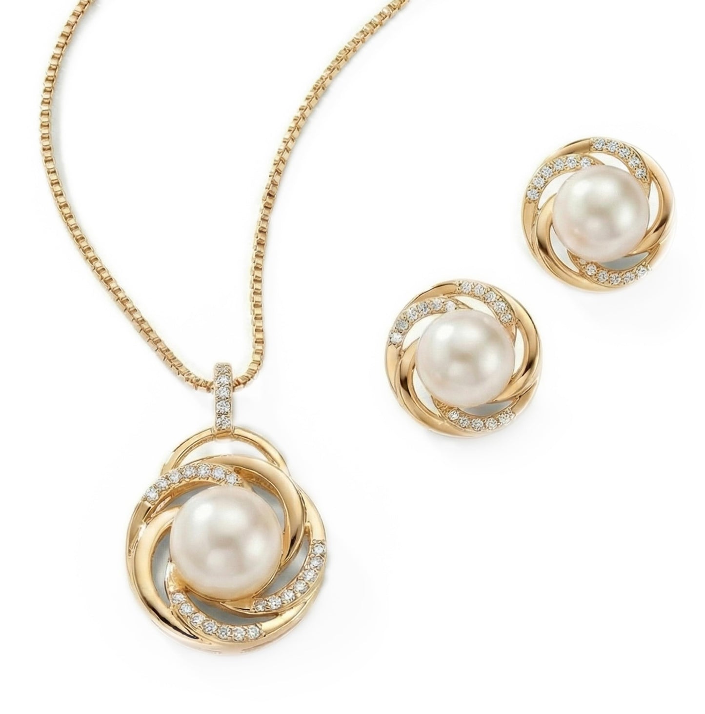 Mariell Freshwater Pearl Wedding Necklace Earrings Set for Brides, Bridesmaids, Birthday Gift