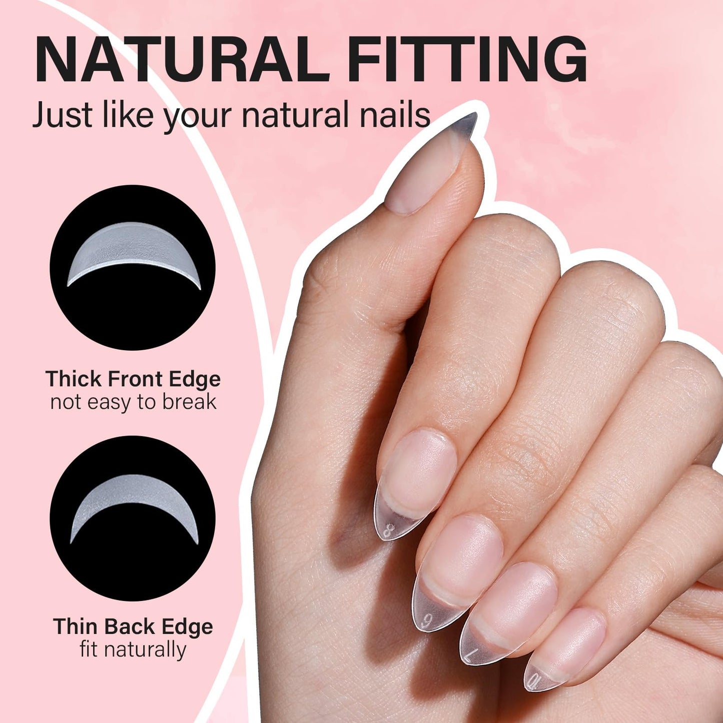 AILLSA Almond Nail Kit with U V Lamp 240pcs Short Gel Nail Tips and Glue Gel Kit with 2 in 1 Nail Glue Base Top Coat and Nail Dehydrator for Beginners DIY Home Salon