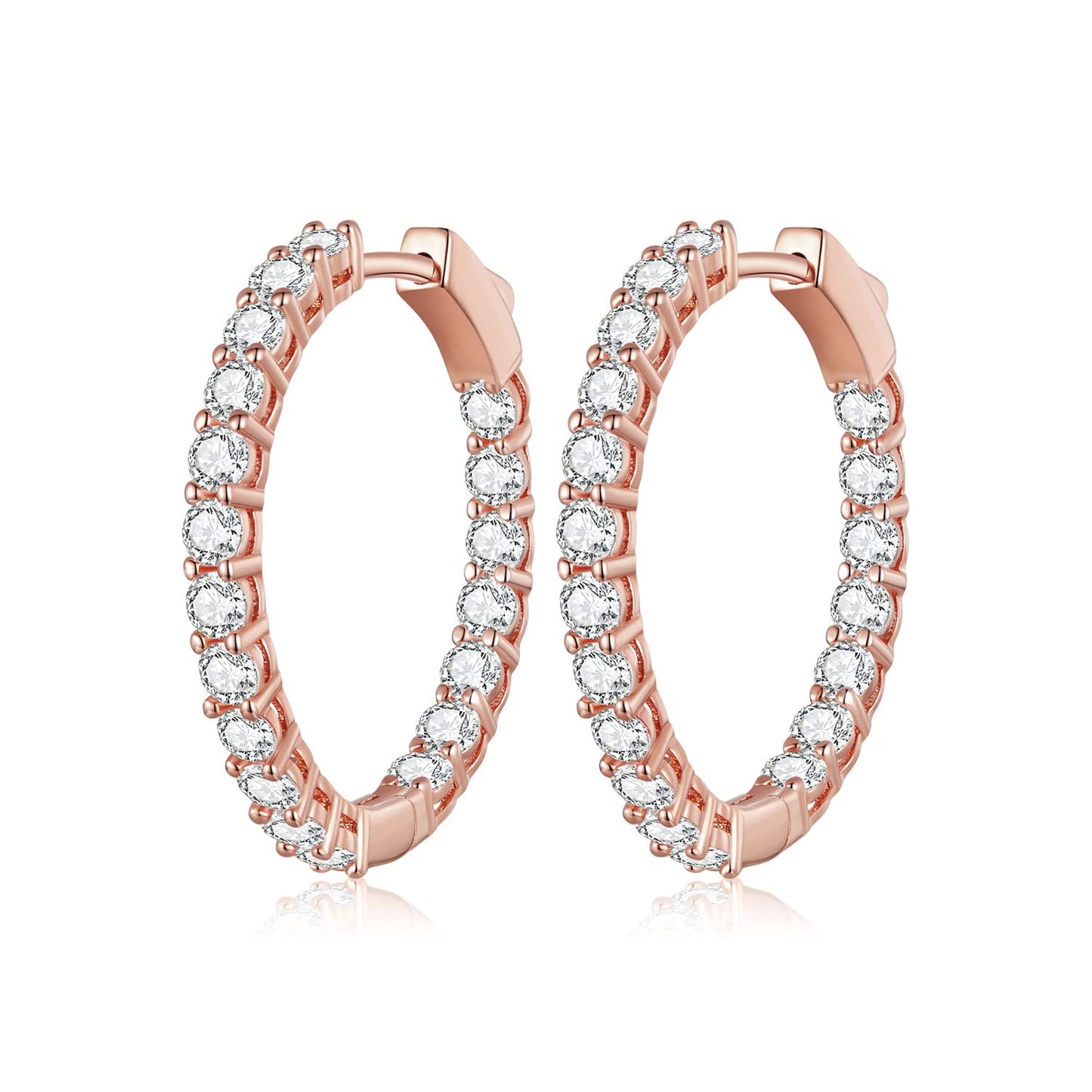 WOSTU Rose Gold Cubic Zirconia Hoop Earring - Hypoallergenic Copper Earring for Women for Special Occasions
