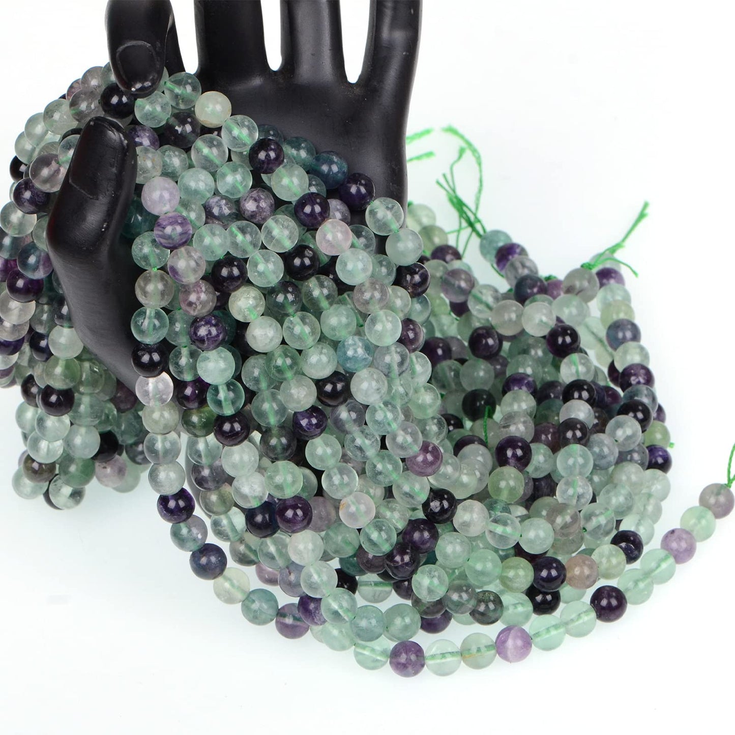 ICAI Beads 8mm Natural Fluorite Round Loose Stone Beads for Jewelry Making DIY Crafts Design 1 Strand 15" APPR.43-45pcs